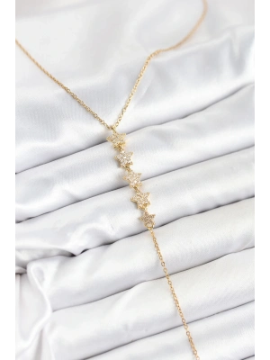 ® 316L Çelik Zincir Gold Renk Yıldız Model Y Kolye