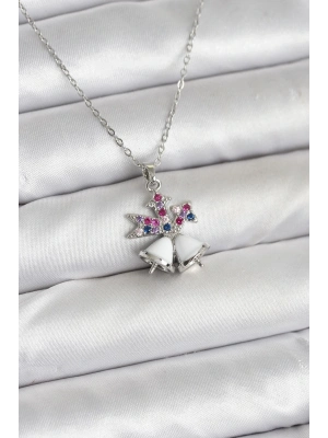 ® 316L Çelik Zincir Gümüş Renk Chirtsmas Bell Model Yılbaşı Temalı Kadın Kolye