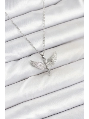 ® 316L Çelik Zincir Gümüş Renk Melek Model Kadın Kolye