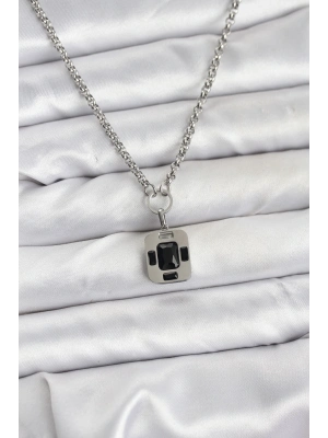 ® 316L Çelik Zincir Gümüş Renk Vintage Model Kadın Kolye