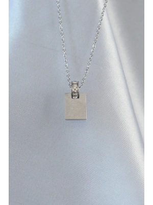 ® 316L Çelik Zincir Gümüş Renk Zirkon Taşlı Aşk Mektubu Kolye