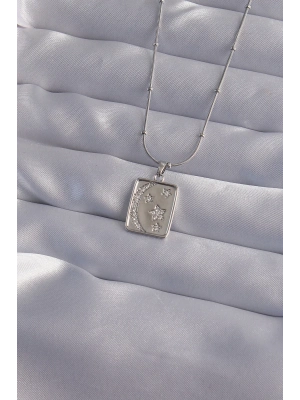 ® 316L Çelik Zincir Gümüş Renk Zirkon Taşlı Ay Yıldız Figürlü Tarot Kolye