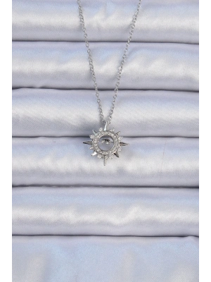 ® 316L Çelik Zincir Gümüş Renk Zirkon Taşlı Parlayan Yıldız Kolye