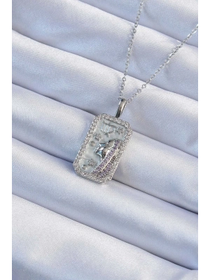 ® 316L Çelik Zincir Gümüş Renk Zirkon Taşlı Yüz Figürlü Tarot Kolye