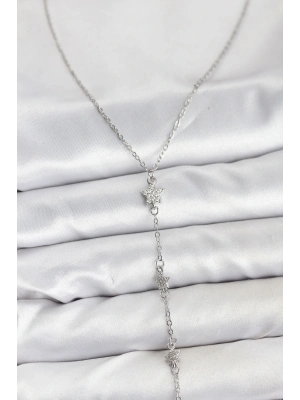 ® 316L Çelik Zincir Gümüş Renkli Yıldız Model Kadın Y Kolye