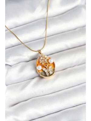 ® 316L Çelik Zincir Kelebek Model Sanatsal Portre Kadın Kolye