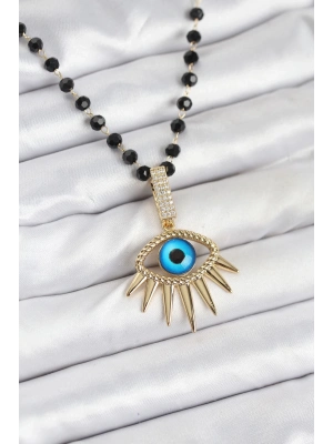 ® 316L Çelik Zincir Kristal Boncuklu Göz Model Kadın Kolye