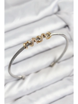 ® 316L Çelik Zirkon Taşlı Model Gold Ve Gümüş Renk Kadın Bileklik