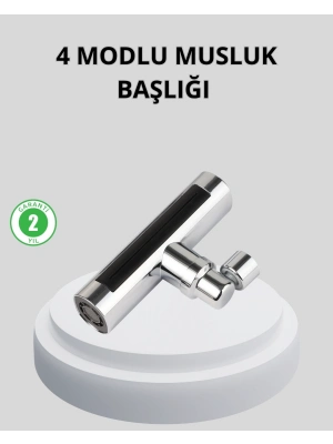 ® 360° Dönebilen Musluk Başlığı 4 Fonksiyonlu Su Tasarruflu ve Dayanıklı