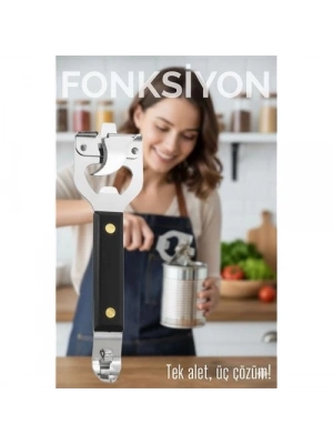 ® 3’ü 1 Arada Konserve Açacağı – Şişe Açacağı ve Kapak Kaldıracı Paslanmaz Çelik