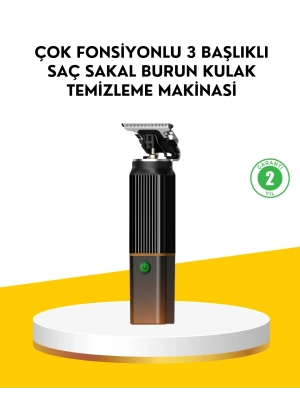 ® 3’ü 1 Arada Şarjlı Erkek Bakım Seti – Saç, Sakal ve Burun Tüyü Kesme Makinesi