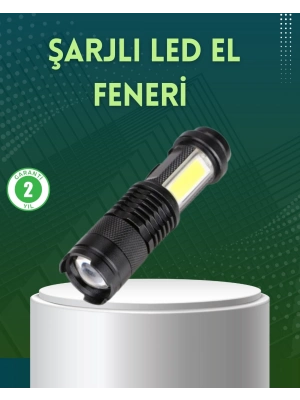 ® 4 Modlu USB Şarjlı LED El Feneri Kamp ve Outdoor