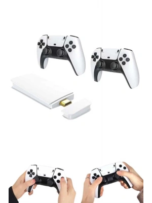 ® 4K HD Görüntü Kaliteli Retro Game Stick 20000 Oyunlu Çift Kollu Beyaz Game Stick