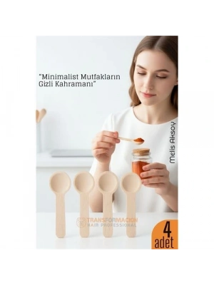 ® 4’lü Ahşap Ölçü Kaşığı Seti – 6.5 cm Doğal Ahşap, Baharat ve Kahve İçin Pratik Mutfak Yardımcısı