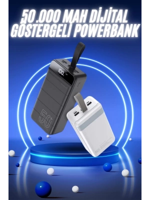 ® 50.000 Mah Powerbank Turbo Hızlı Led Göstergeli Android İOS Uyumlu Taşınabilir Askılı