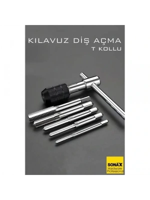 ® 6lı Diş Açma Kılavuz Seti – T-Kollu, Endüstriyel Çelik, M6-M12 Arası Dişli Matkap Ucu