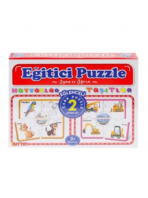 ® 7196 Çark Puzzle Hayvanlar Taşıtlar 60 Parça