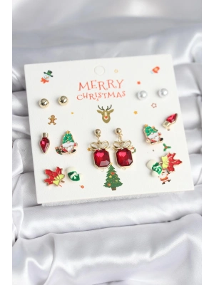 ® 8 Çift Yılbaşı Temalı Kadın Küpe