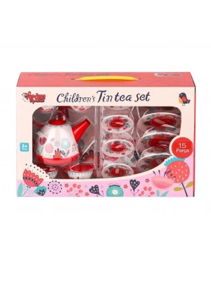 ® 998A-998B Çiçek Desenli Metal Çay Seti 15 Parça -Vardem Oyuncak