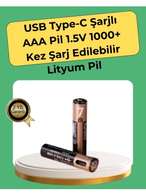 ® AAA Boyutunda USB Şarjlı Pil – Kompakt Tasarım, Geniş Uyumluluk