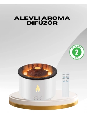 ® Alev Efektli Aromaterapi Difüzörü – 360 ml Su Hazneli, Sessiz ve Zaman Ayarlı