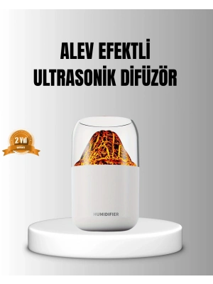 ® Alev Efektli Ultrasonik Uçucu Yağ Difüzörü 280ml Su Tanklı ve Sessiz Çalışma Özellikli