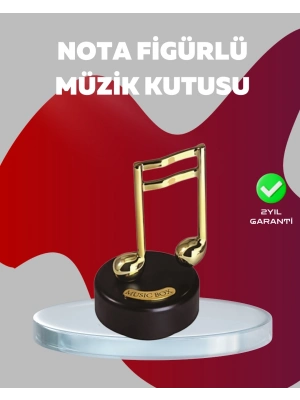 ® Altın Nota Figürlü Dönen Müzik Kutusu Dekoratif Music Box