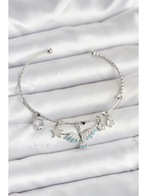 ® Anka Kuşu Charmlı Gümüş Renk Pirinç Kadın Bileklik