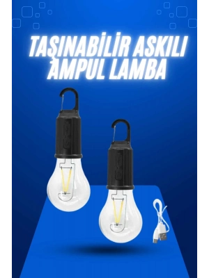 ® Askılı Kırılmaz Led Işık Kamp Bahçe Lambası Taşınabilir Led Ampul Şarjlı