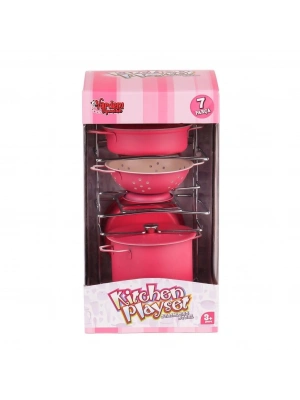 ® ATF-683G-6 Raflı Pembe Tencere Tava Seti 7 Parça