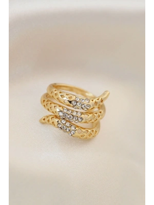 ® Ayarlamalı Altın Renk Metal Zirkon Taşlı Yüzük