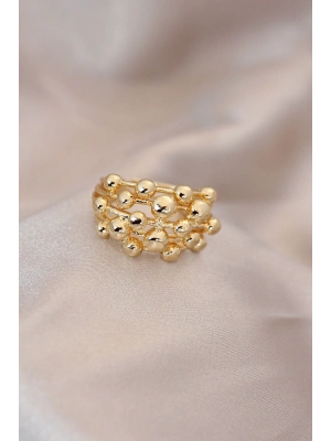 ® Ayarlamalı Gold Renk Metal Bombeli Boluncuk Model Yüzük