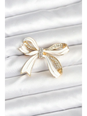 ® Beyaz Renk Fiyonk Model Broş