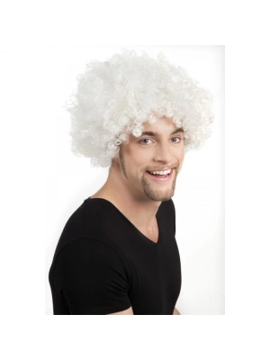 Beyaz Renk Kıvırcık Afro Bonus Peruk