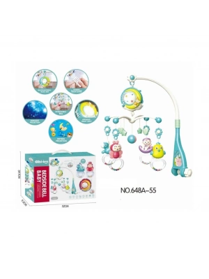 ® BIB-648A-55 -Işıklı Müzikli Kumandalı Mavi Bebek Dönencesi