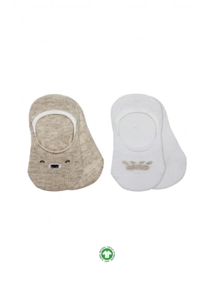 ®   2Li Babet Cute Face Penye Çorap 30103 Bej Beyaz