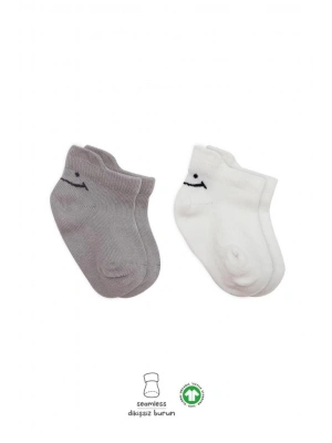 ®   2Li Sneakers Smile Penye Çorap 20106 Gri Ekru