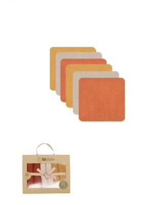 ® 6lı Müslin Mendil 20x20 cm 90106 Kiremit Bej Hardal