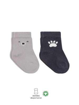 Bear Penye Soket Çorap 2Li BS10116 Gri