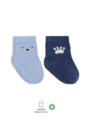 ®   2Li Bear Penye Soket Çorap 10116 Mavi