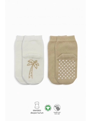 ®   2Li Meyve Figürlü Kaymaz Soket Çorap 10105 Bej Ekru