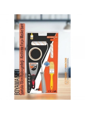 ® Boyama Seti - Spatula-10cm Rulo +yedeği -Kestirme Fırça-Maskeleme bant