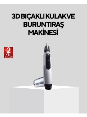 ® Burun Kulak ve Kaş Tıraş Makinesi 3D Keskin Bıçaklı Pil ile Çalışan