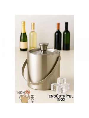 Buz Kovası Çift Cidarlı Yalıtımlı Endüstriyel Inox Şampanya Şarap Bira Soğutucu MEDIUM  722052