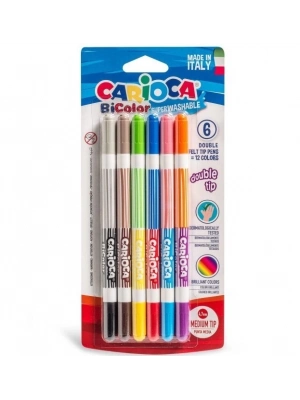 ®  a Bicolor Süper Yıkanabilir Çift Uçlu Keçeli Boya Kalemi 6Lı 12 Renk