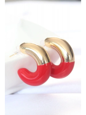 ® CCB Kırmızı Gold Çift Renk Küpe