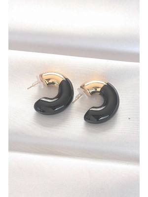 ® CCB Siyah Gold Çift Renk Küpe