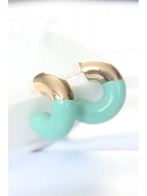 ® CCB Turkuaz Gold Çift Renk Küpe