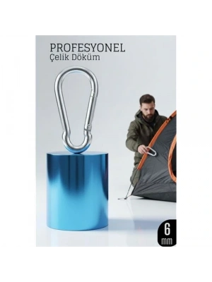 ® Çelik Yan Açılır Karabina - 6 mm Kamp, Tırmanış ve Günlük Kullanım İçin Güvenli Kilit