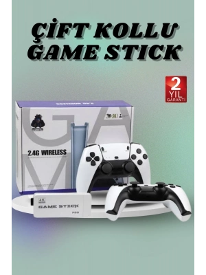 ® Çift Oyun Kollu 4K HD Ekran Nostaljik 20.000 Oyunlu Beyaz Game Stick